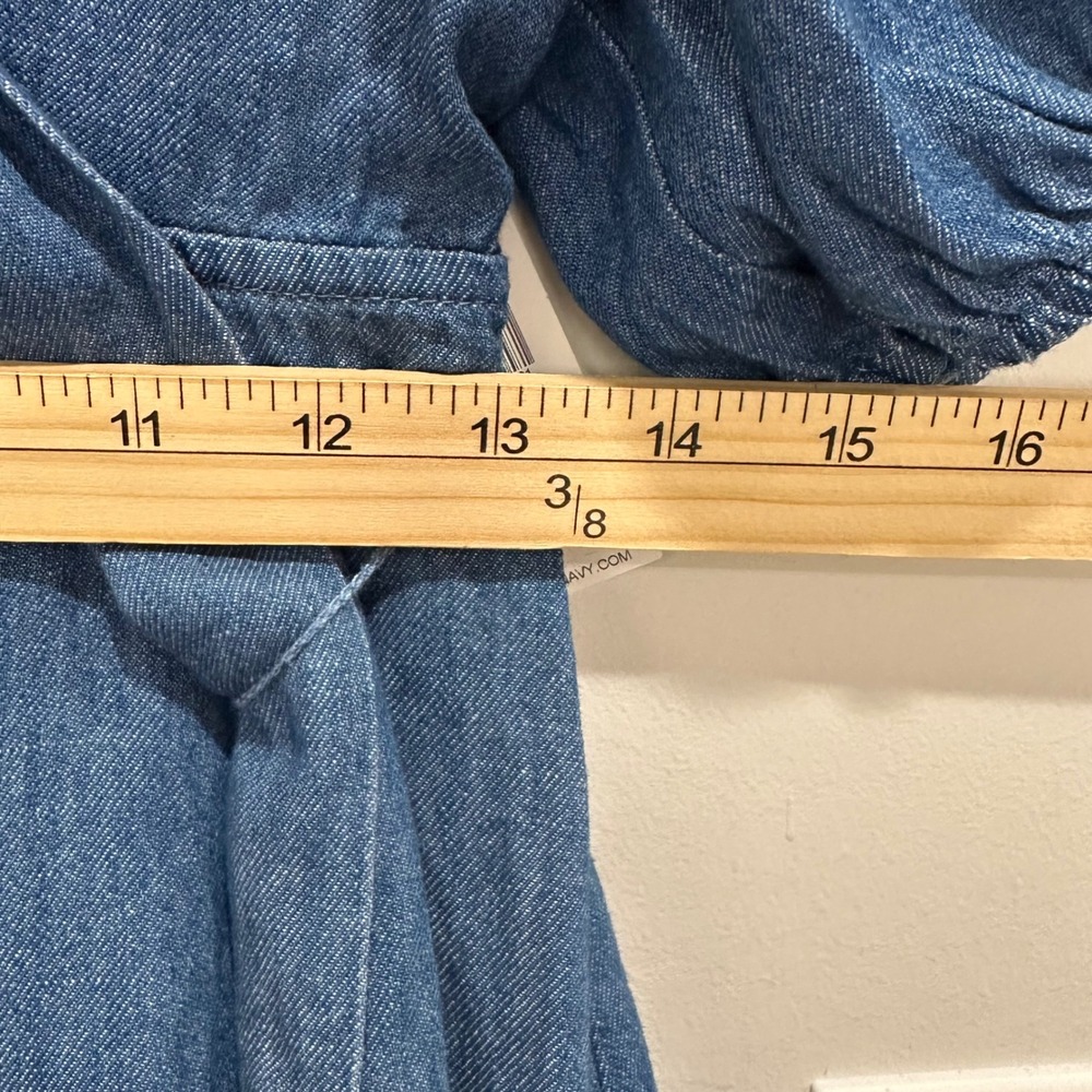 Old Navy Fit & Flare Twist-Front Maxi Dress M Blue Denim Chambray Boho Summer - Picture 8 of 11